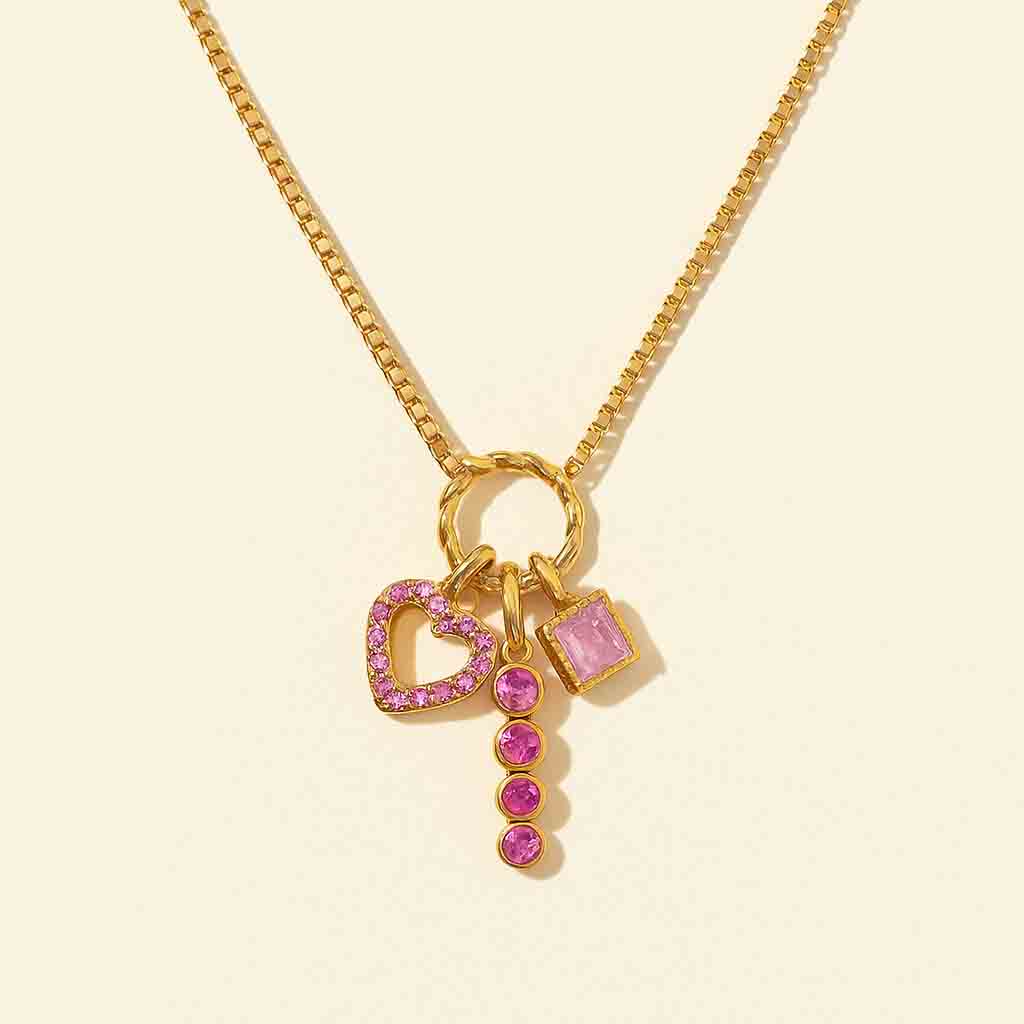 Pink Heart Gold Necklace