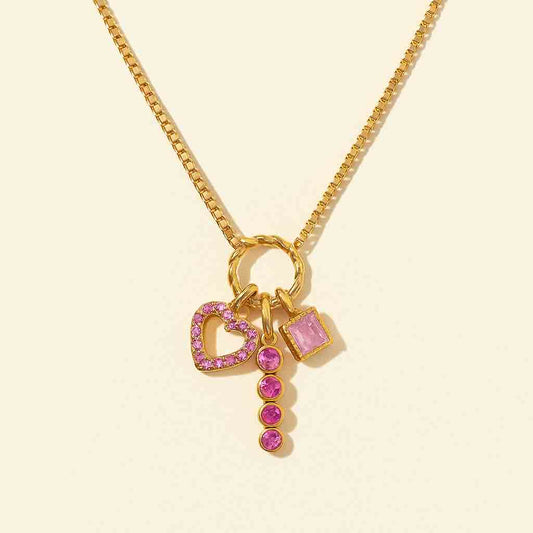 Pink Heart Gold Necklace