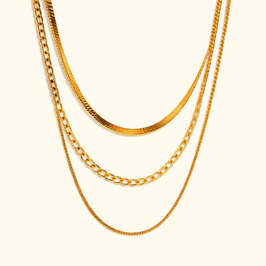 Stylish 3-Layer Gold Necklace