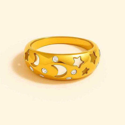 Moon & Star Charm Ring