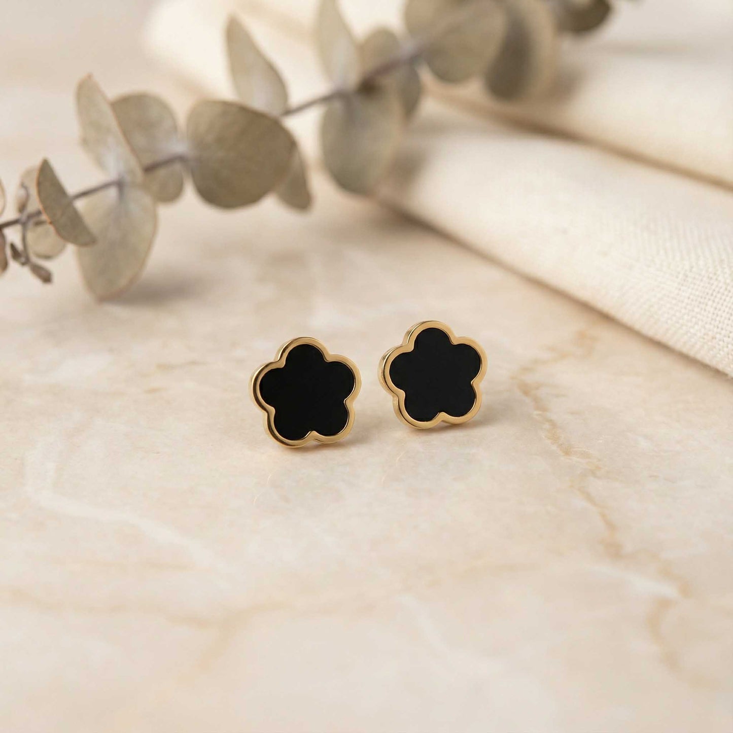 Black Meadow Flower Earrings