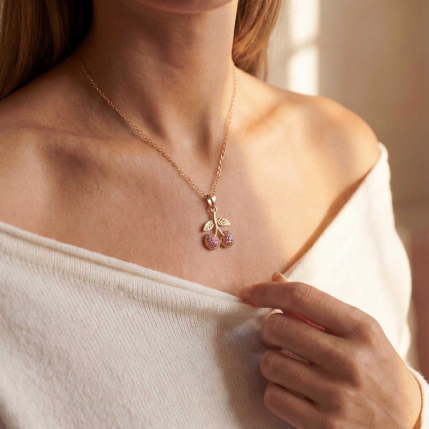 Cherry Charm Gold Necklace