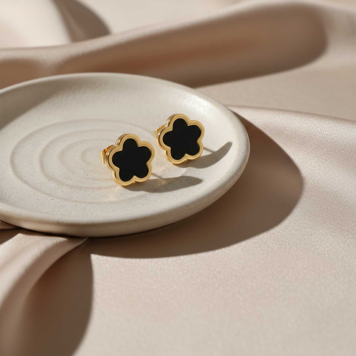 Black Meadow Flower Earrings