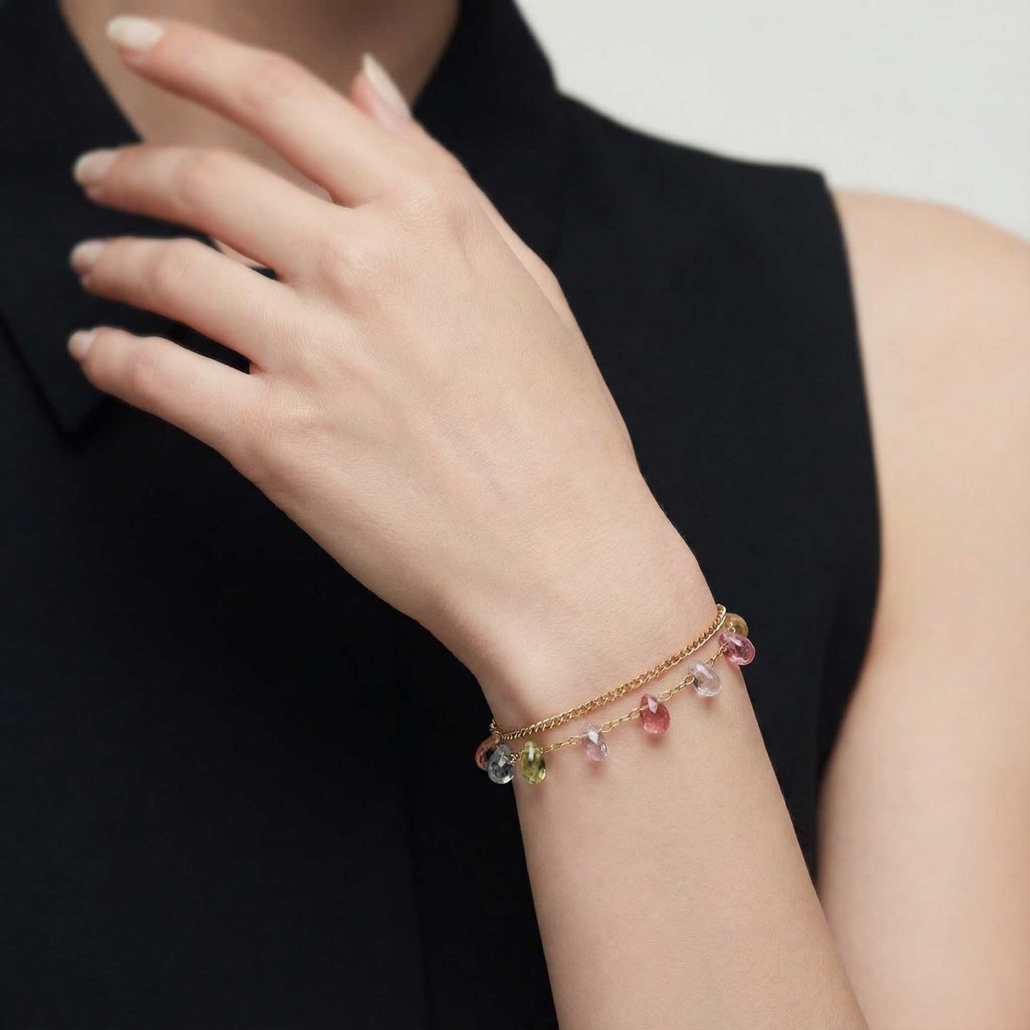 Multi Gemstone Chain Bracelet