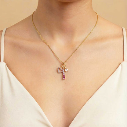 Pink Heart Gold Necklace