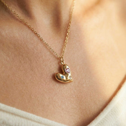 Multi-Stone Heart Necklace