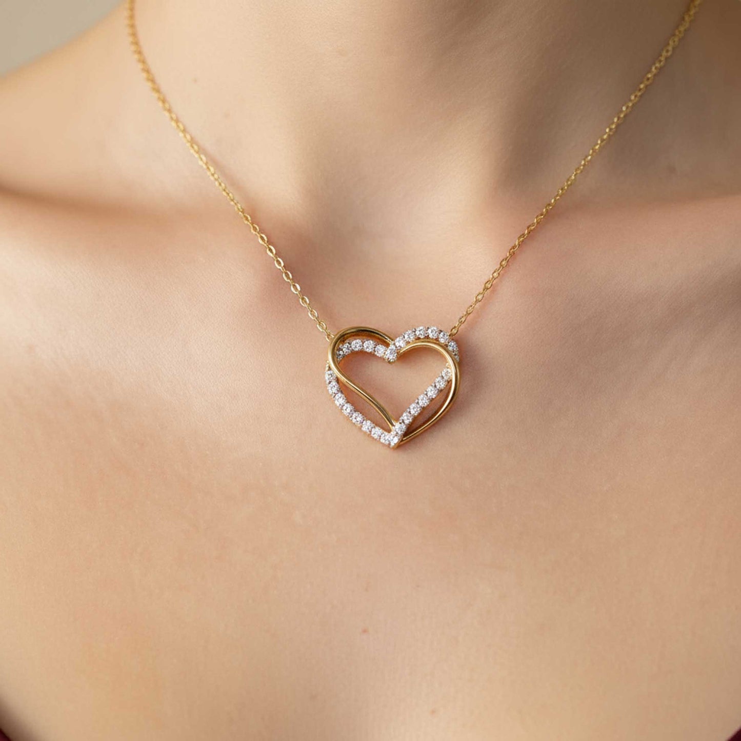 Heart Necklace with Diamond Accents