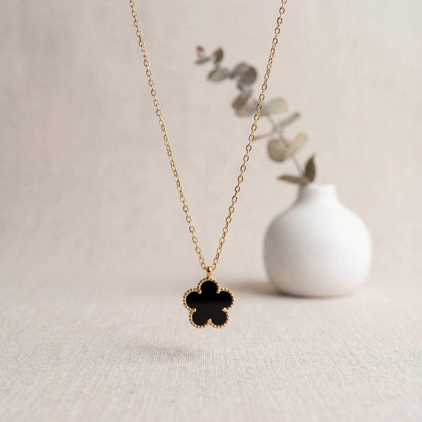 Black Meadow Flower Necklace