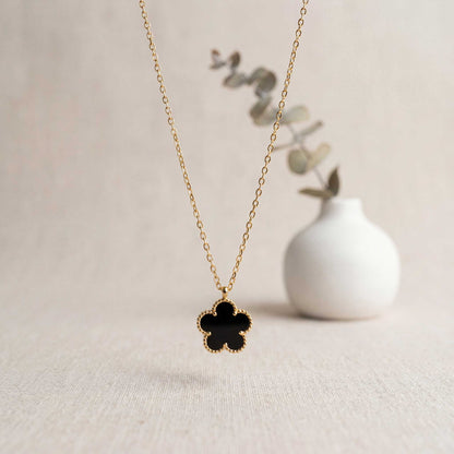 Black Meadow Flower Necklace