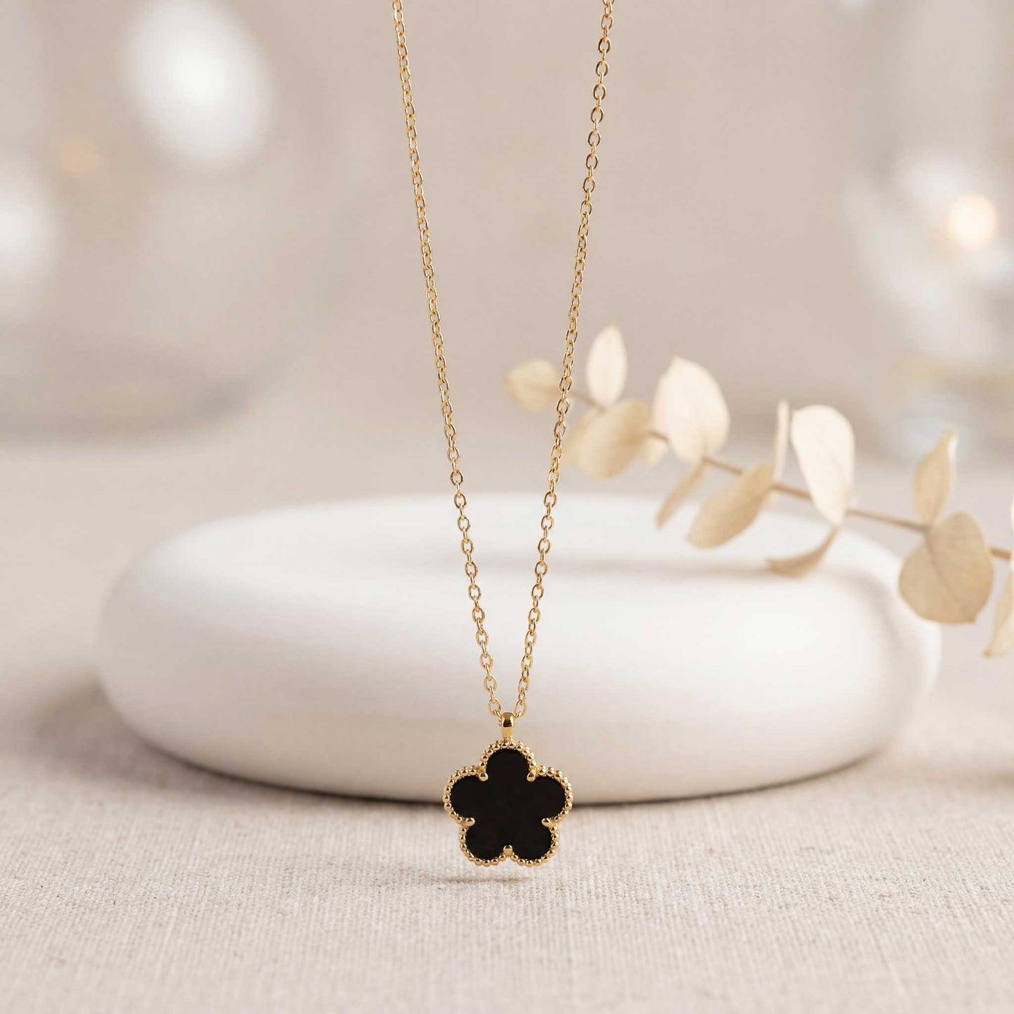 Black Meadow Flower Necklace