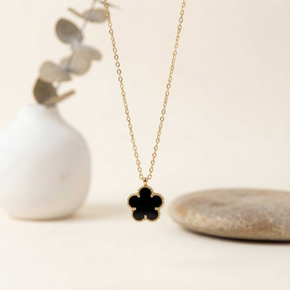 Black Meadow Flower Necklace