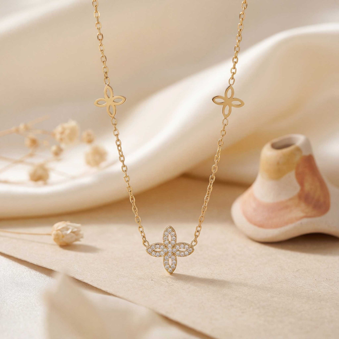 Blooming Flower Charm Necklace