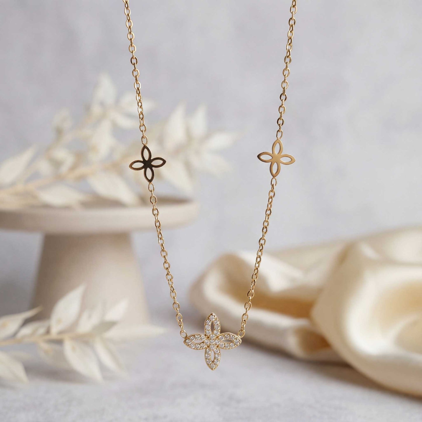 Blooming Flower Charm Necklace