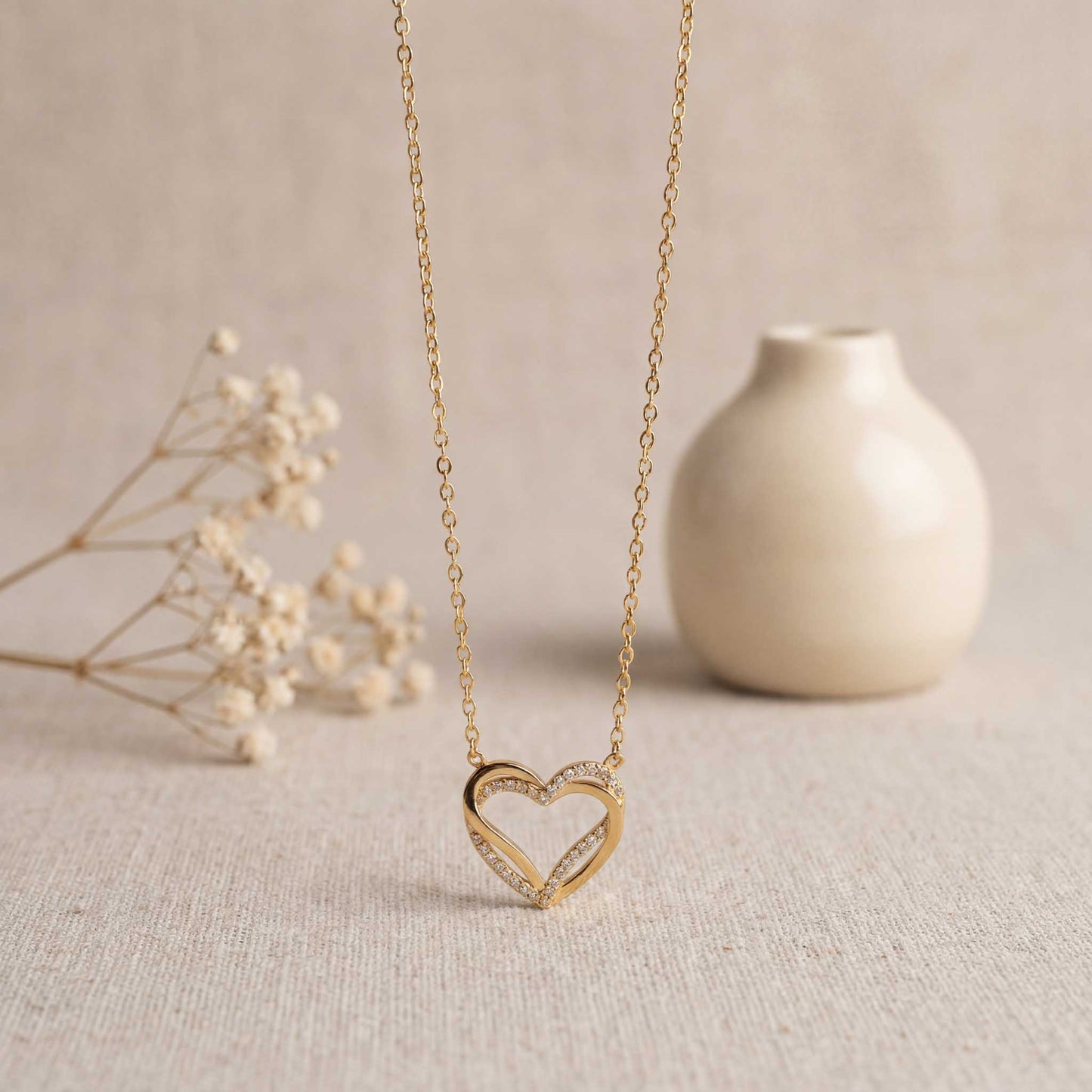 Heart Necklace with Diamond Accents