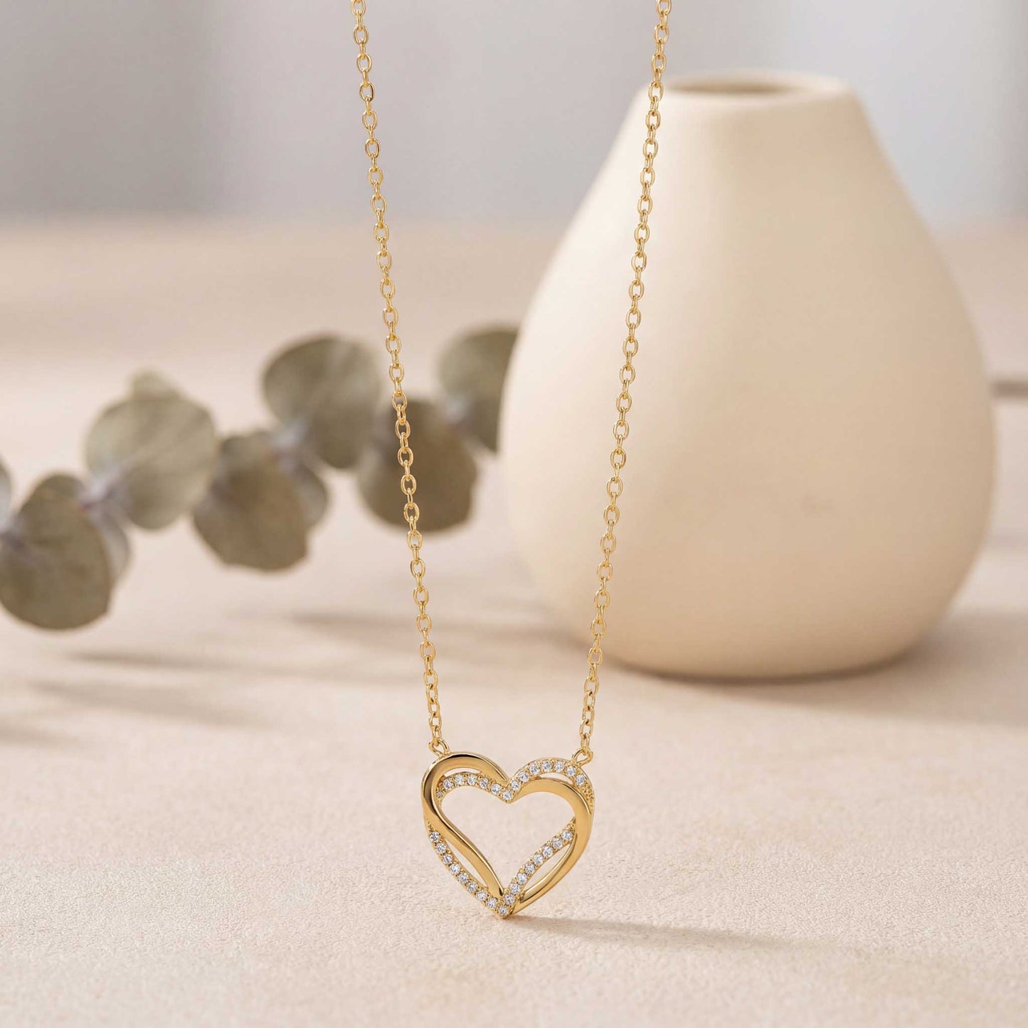 Heart Necklace with Diamond Accents