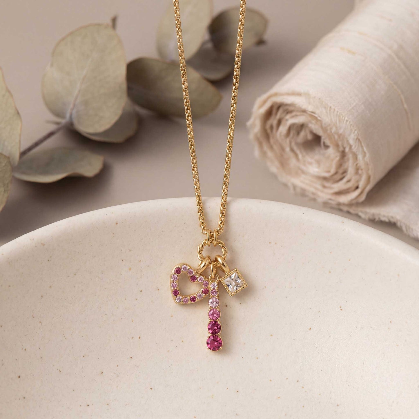 Pink Heart Gold Necklace