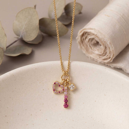 Pink Heart Gold Necklace