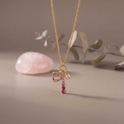 Pink Heart Gold Necklace