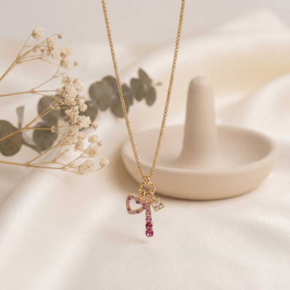 Pink Heart Gold Necklace