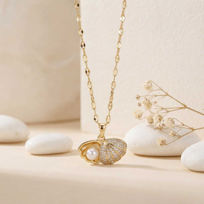 Shell & Pearl Charm Necklace