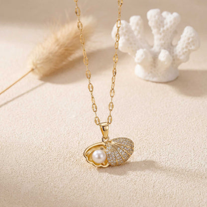 Shell & Pearl Charm Necklace