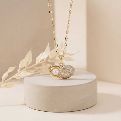 Shell & Pearl Charm Necklace
