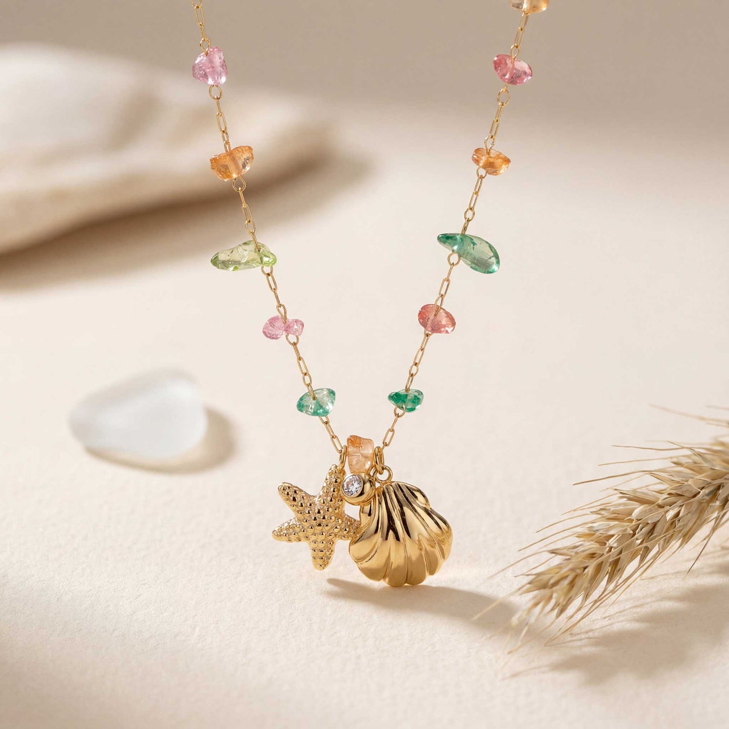 Star & Shell Gemstone Necklace