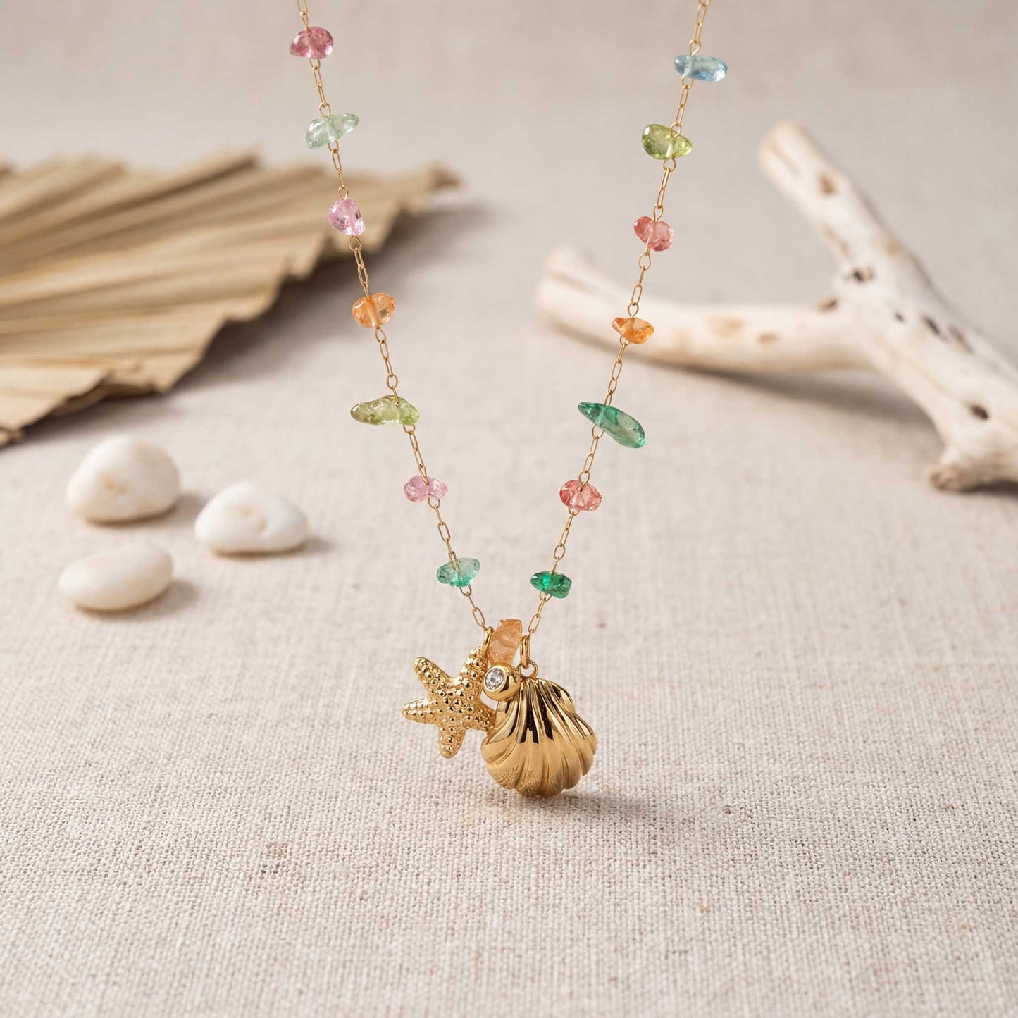 Star & Shell Gemstone Necklace