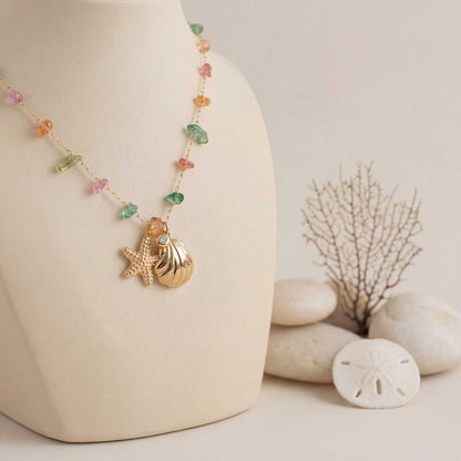 Star & Shell Gemstone Necklace