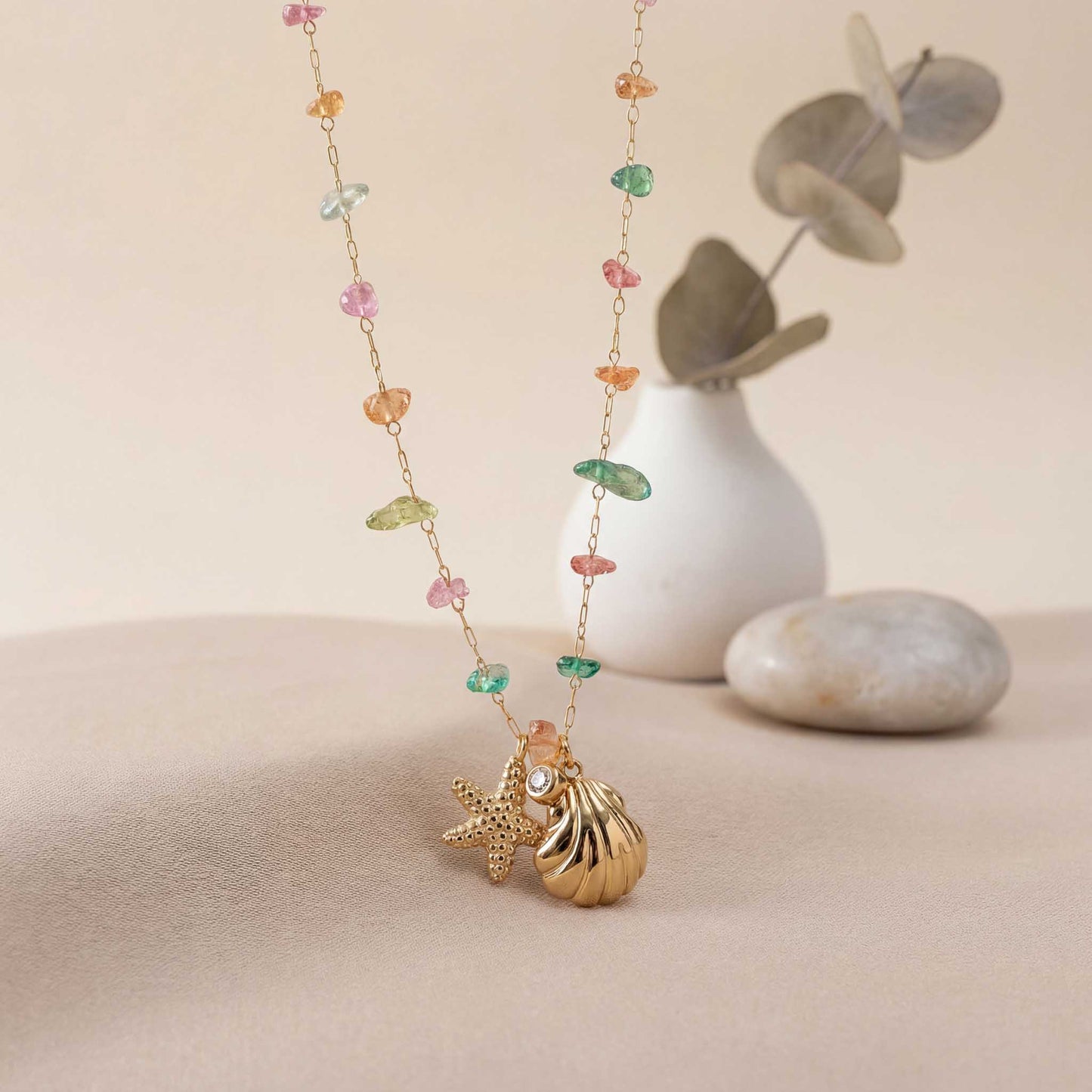 Star & Shell Gemstone Necklace