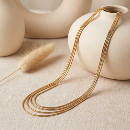 Layered 5-Chain Gold Necklace