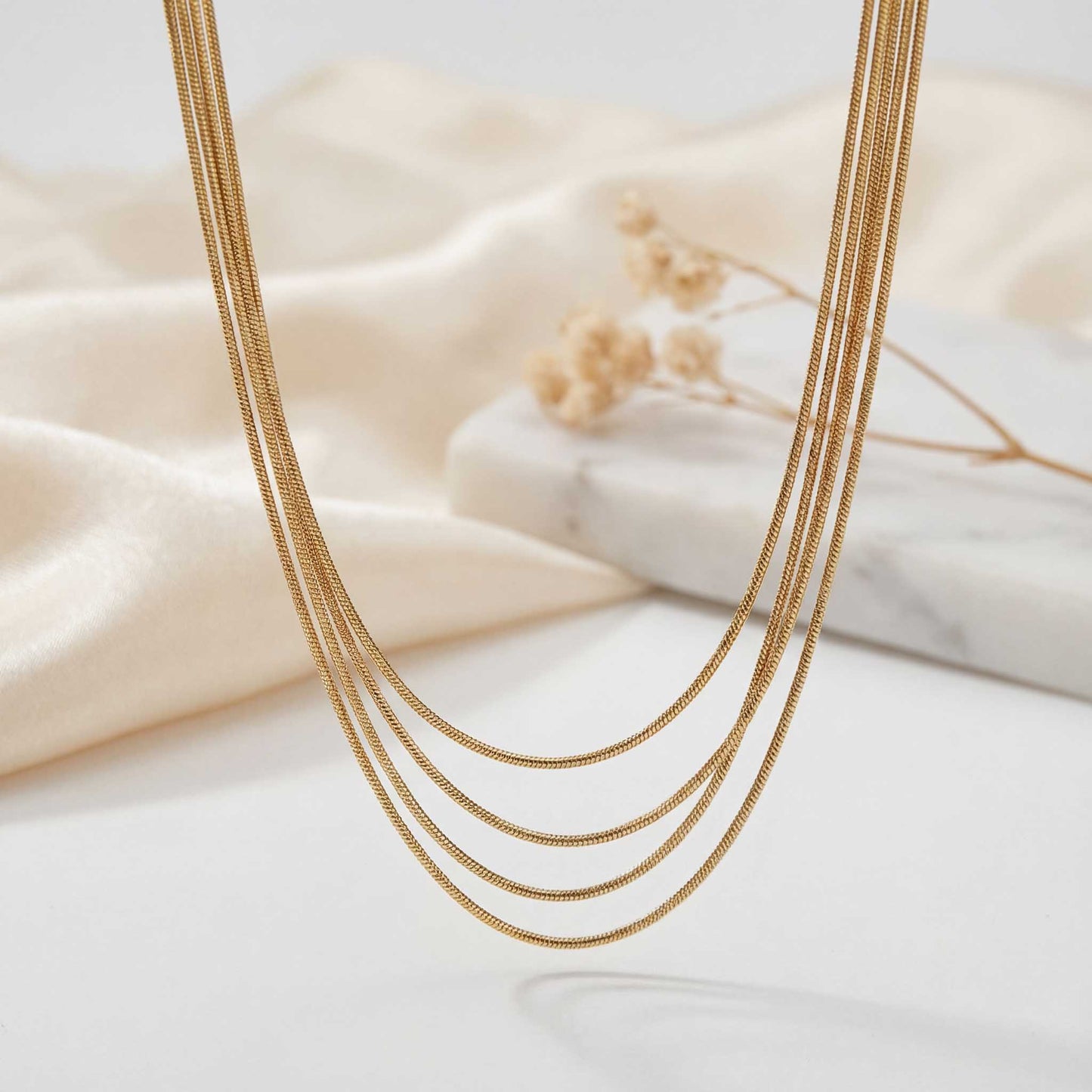 Layered 5-Chain Gold Necklace