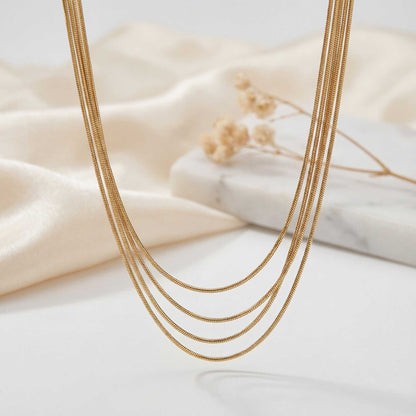 Layered 5-Chain Gold Necklace