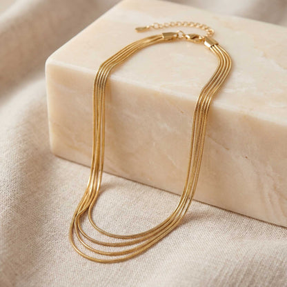 Layered 5-Chain Gold Necklace