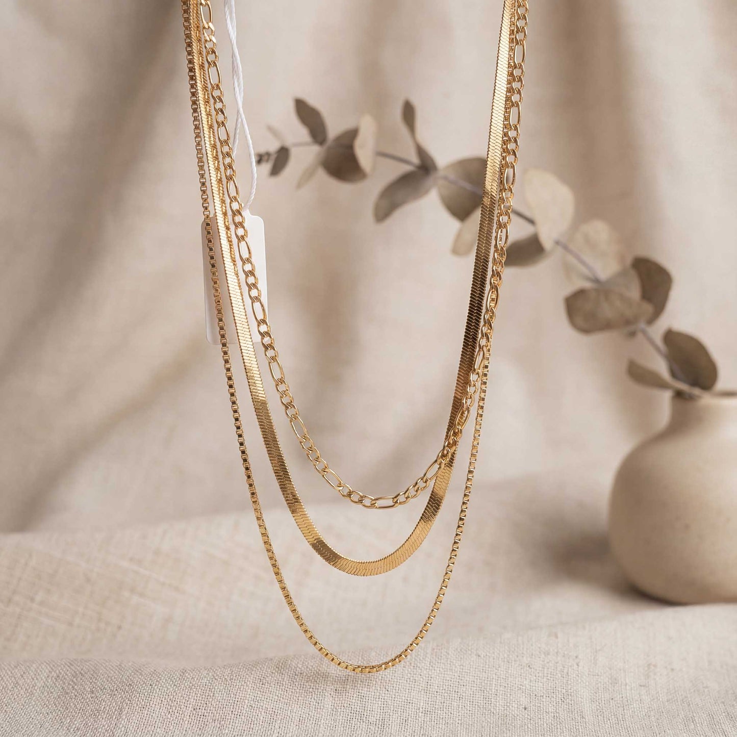 Stylish 3-Layer Gold Necklace