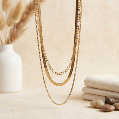 Stylish 3-Layer Gold Necklace