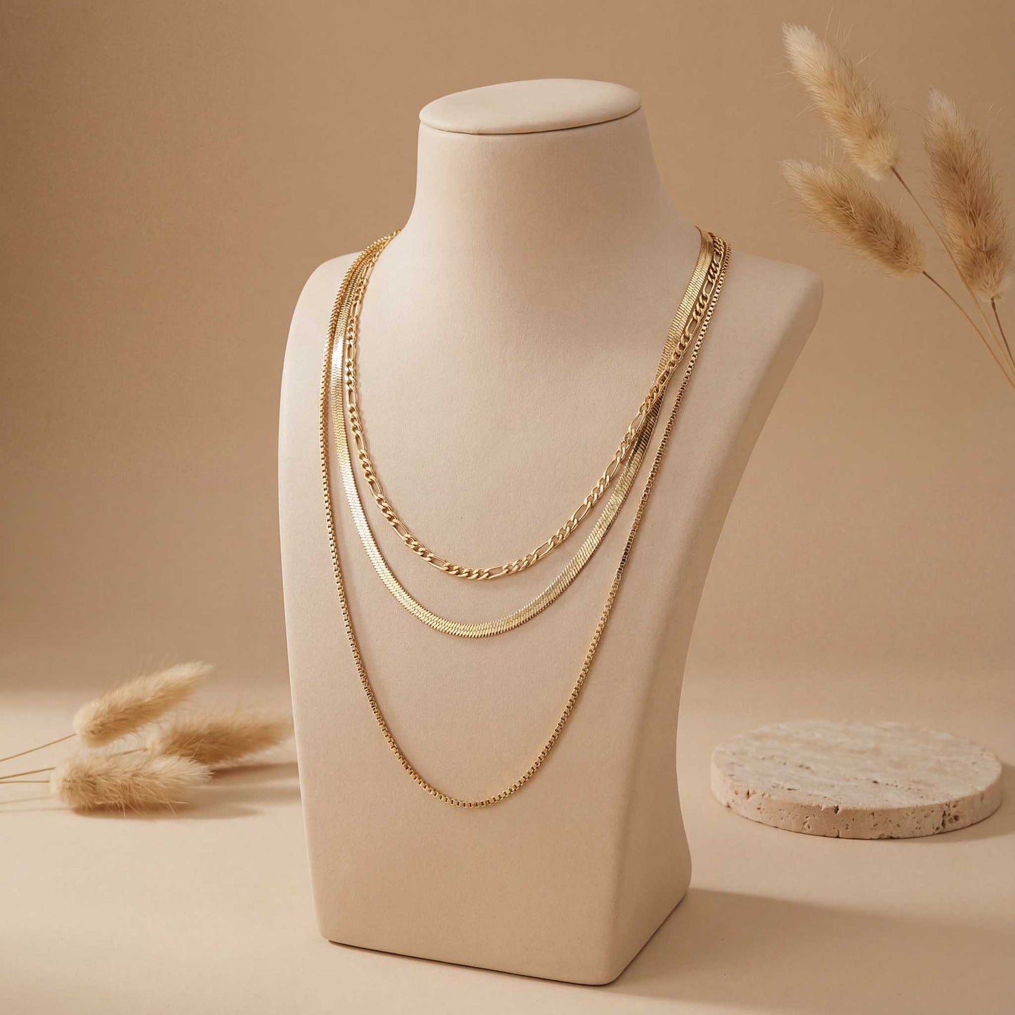 Stylish 3-Layer Gold Necklace