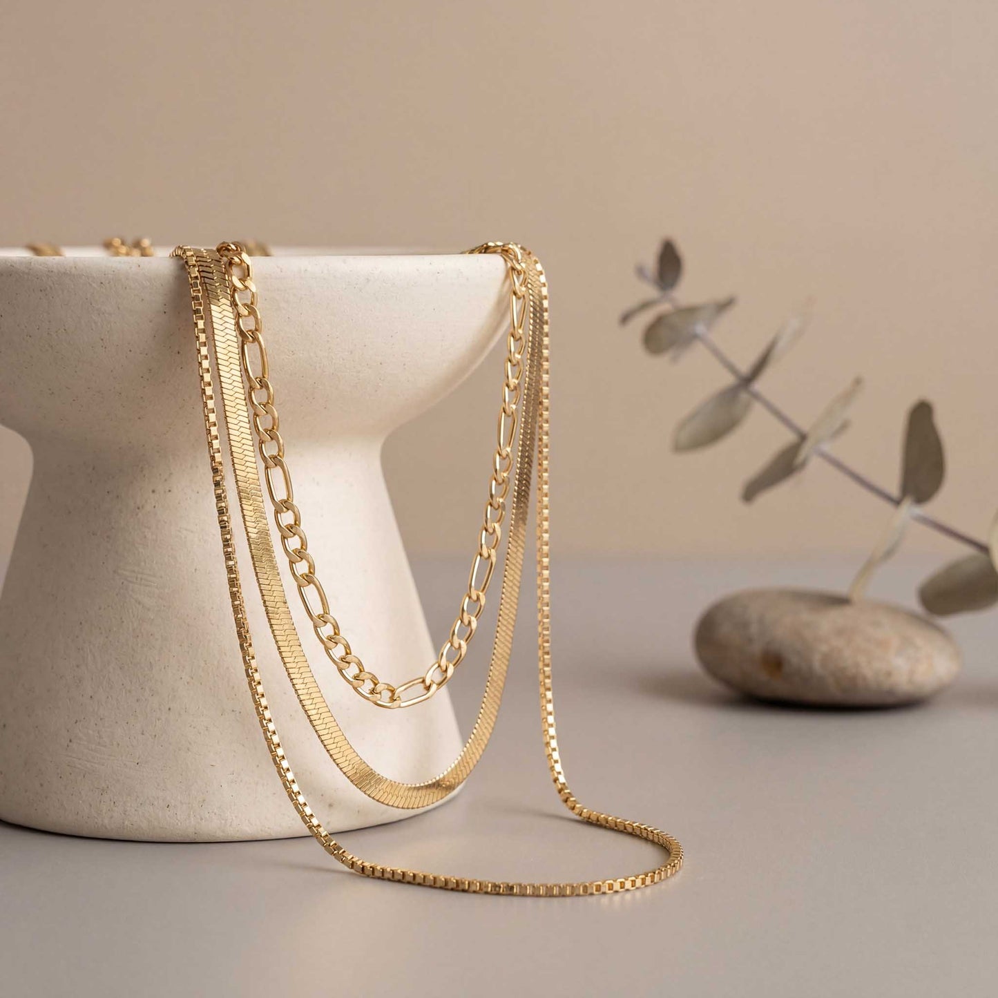 Stylish 3-Layer Gold Necklace