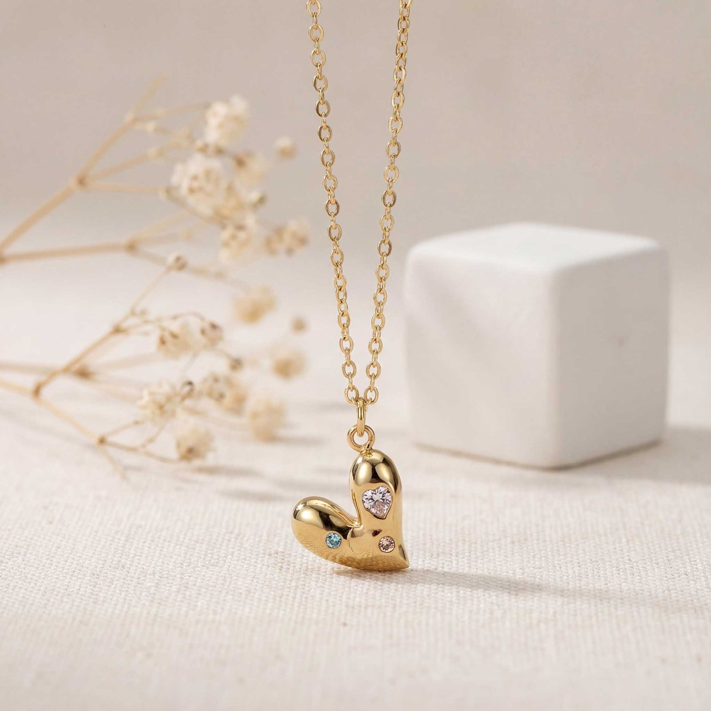 Multi-Stone Heart Necklace