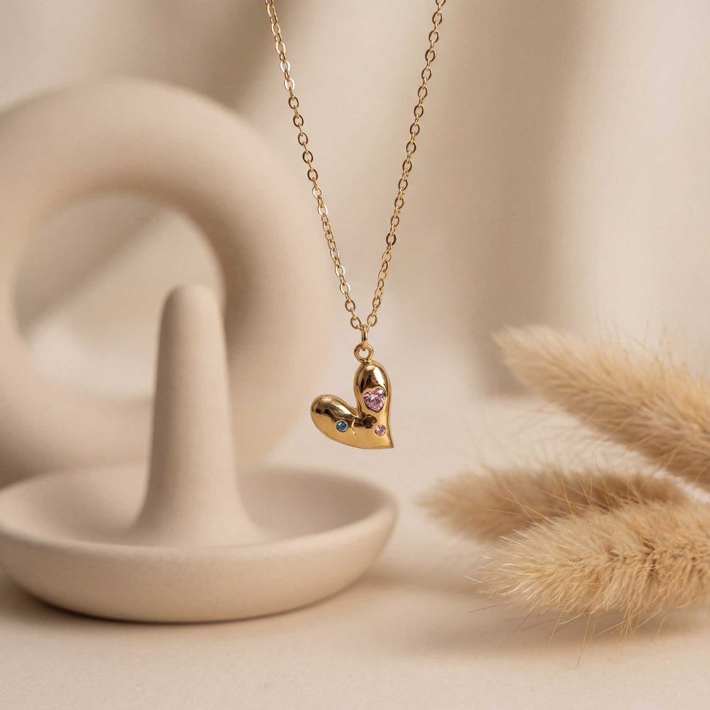 Multi-Stone Heart Necklace