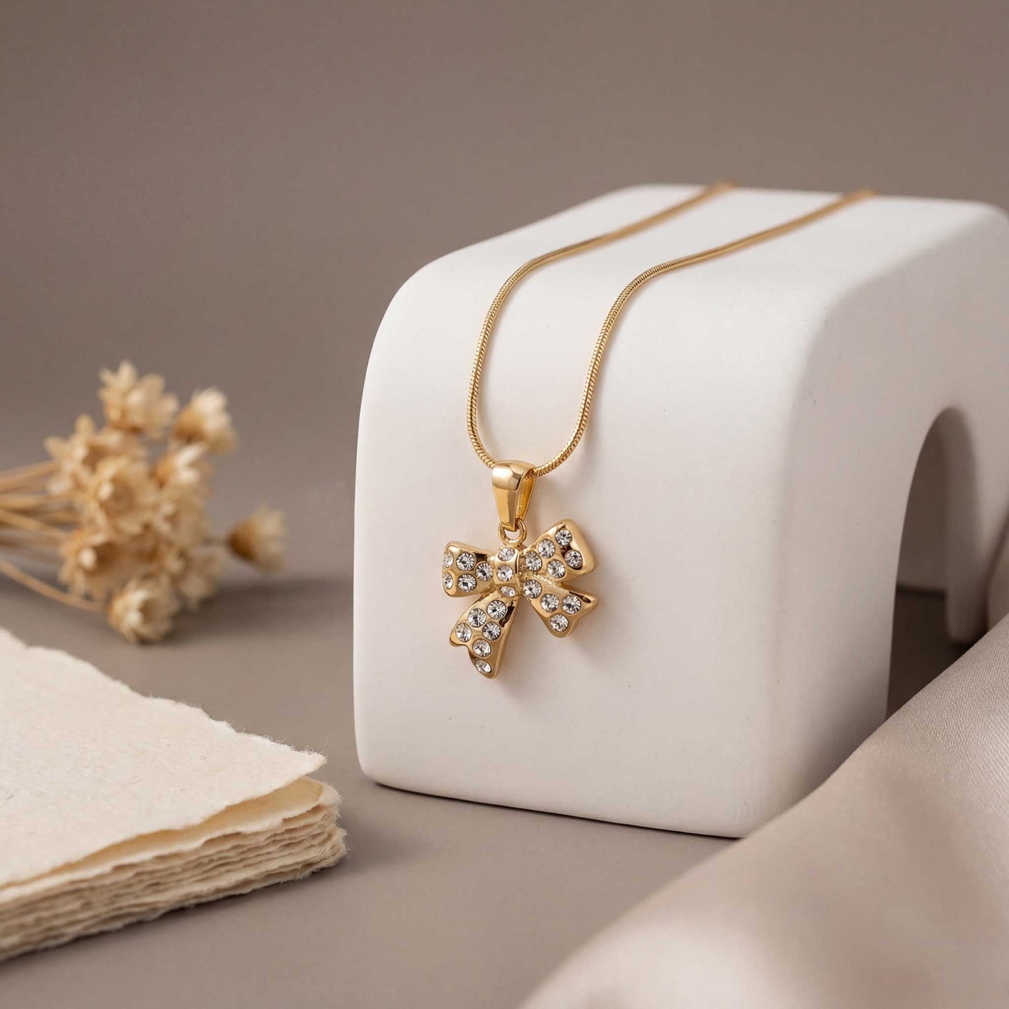 Delicate Gold Bow Necklace