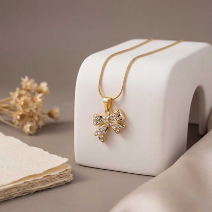 Delicate Gold Bow Necklace