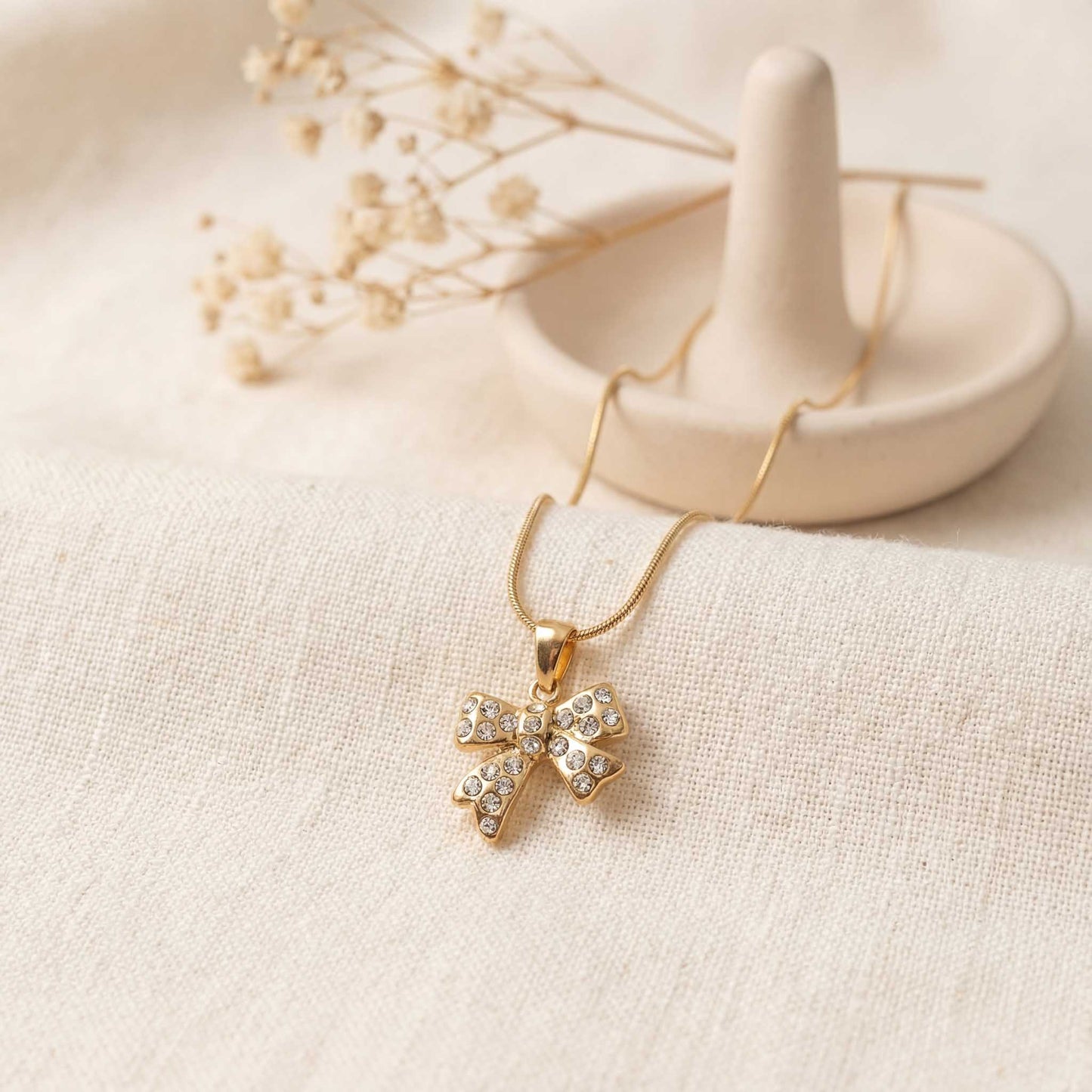 Delicate Gold Bow Necklace