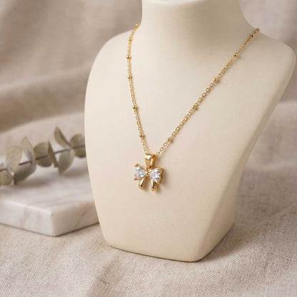 Bow Necklace with Diamond Accents