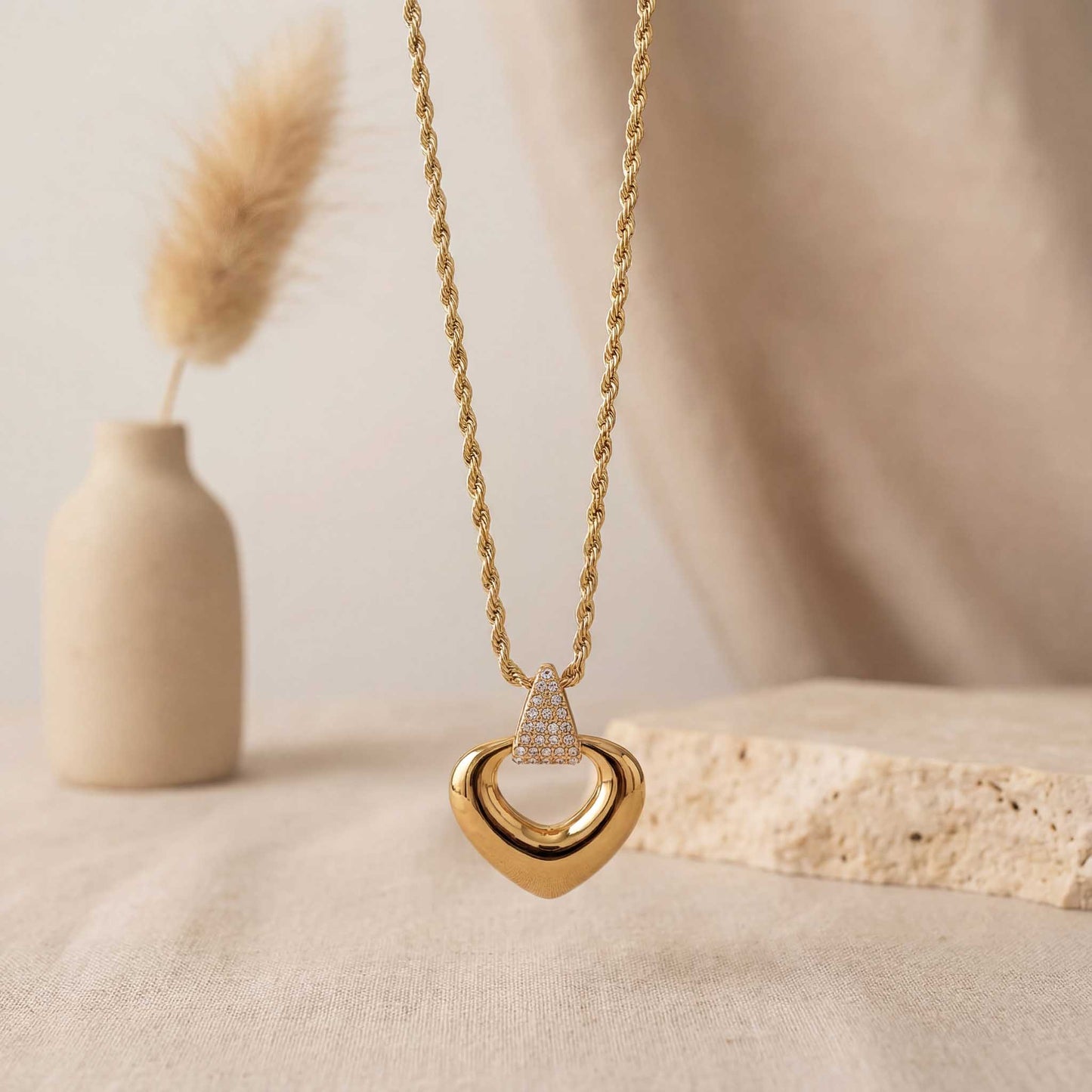 Gold Heart Charm Necklace