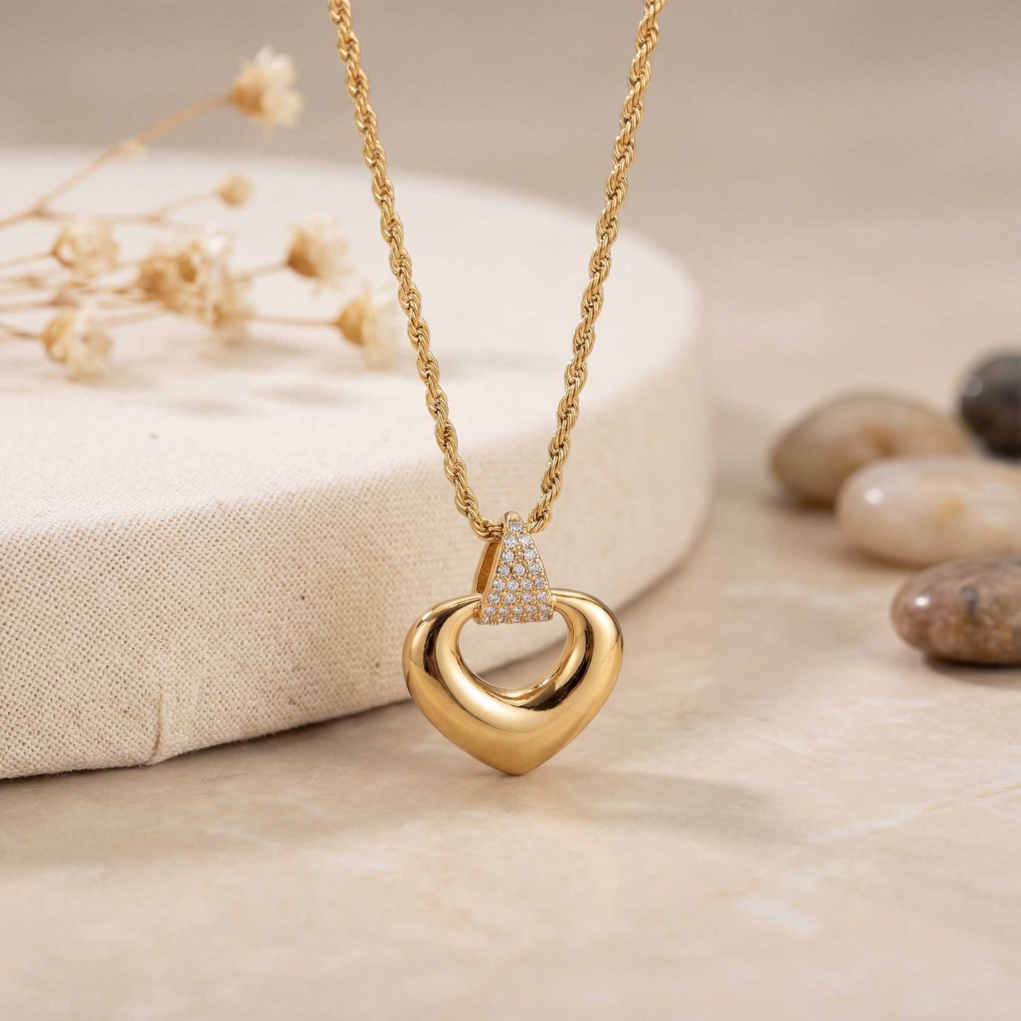 Gold Heart Charm Necklace