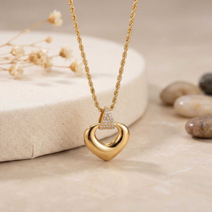 Gold Heart Charm Necklace