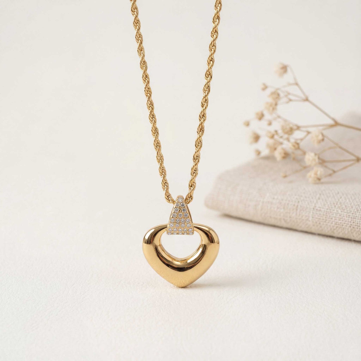 Gold Heart Charm Necklace
