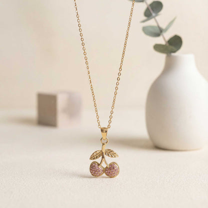 Cherry Charm Gold Necklace