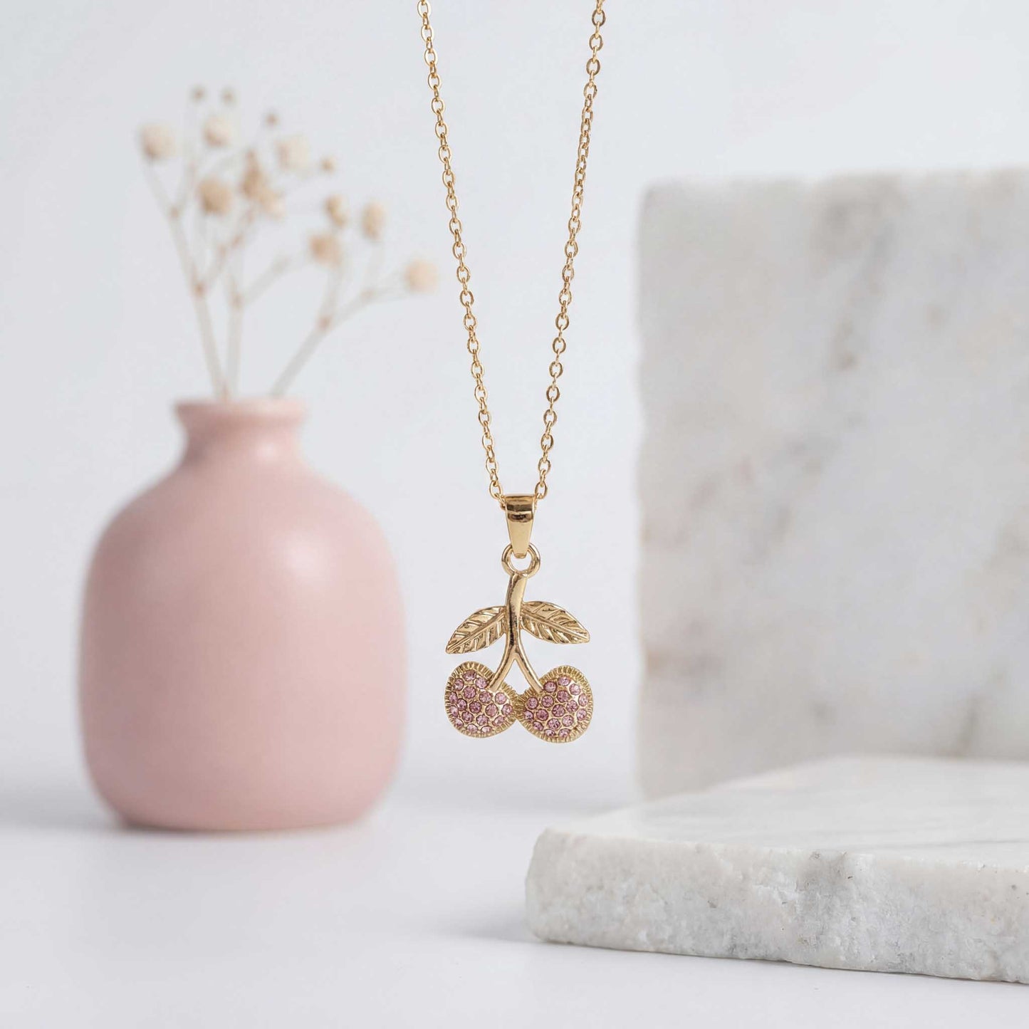 Cherry Charm Gold Necklace